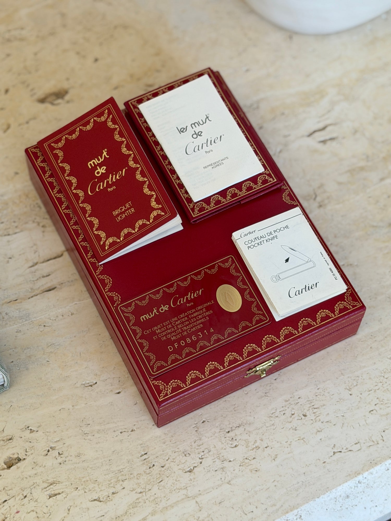 Cartier Trinity Cigar Cutter Santos Lighter Set in Presentation Box | Collectors Gene