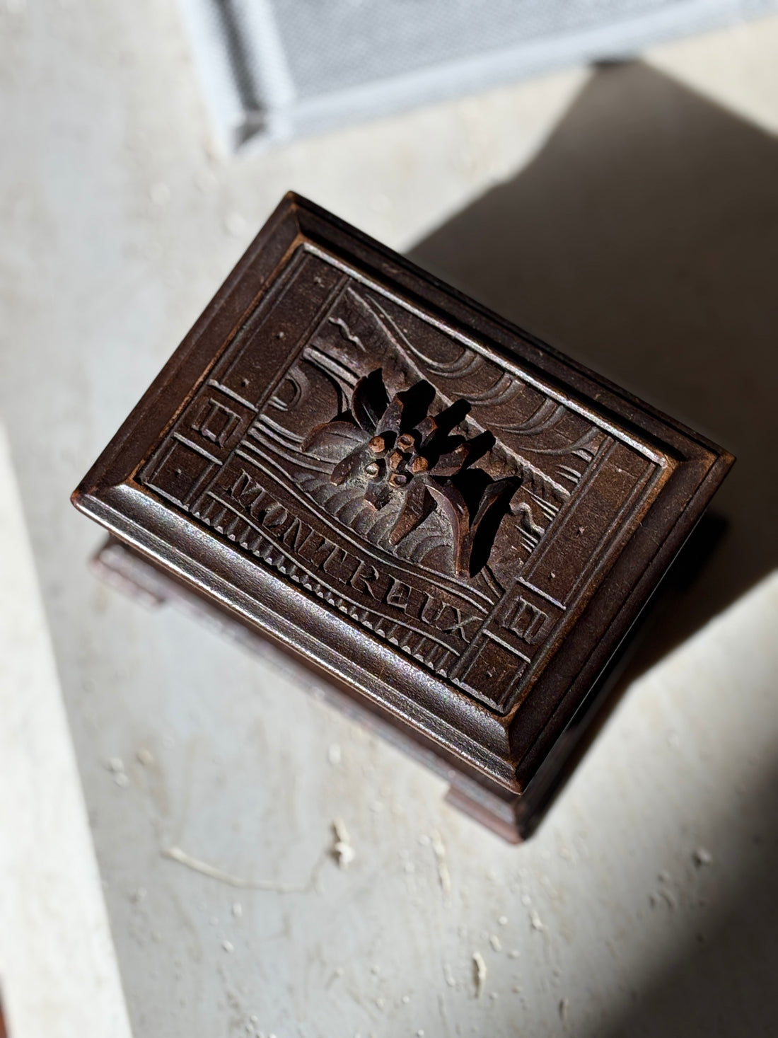 Carved Wood Box from Montreux, Switzerland | Collectors Gene