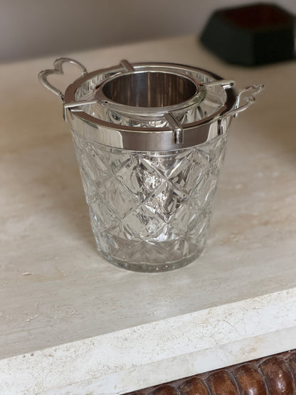 Champagne Bucket in Cut Glass Silver Plate by John Grinsell Sons Sheffield England c.1910 | Collectors Gene