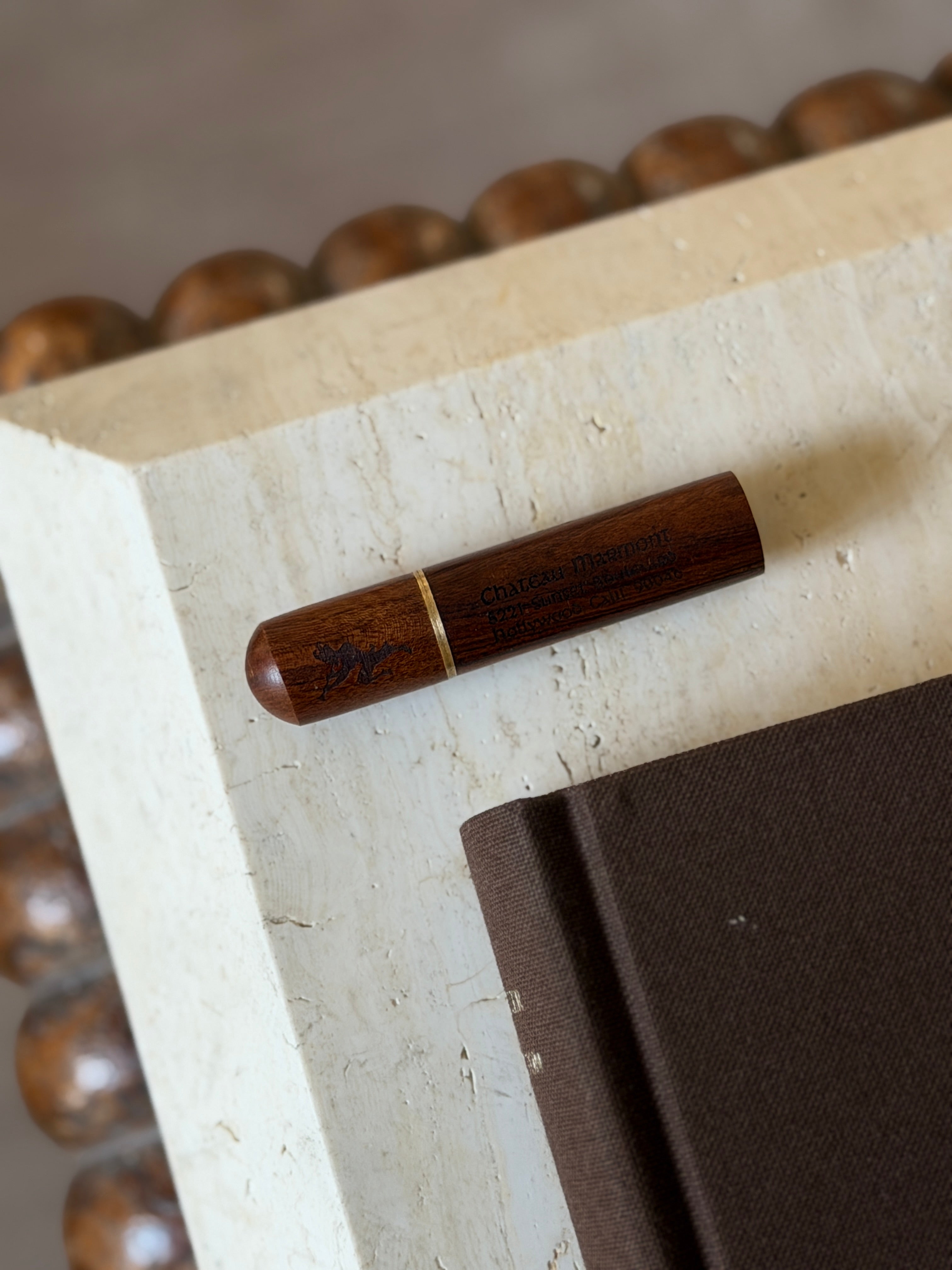 Chateau Marmont Wood Match &amp; Toothpick Holder