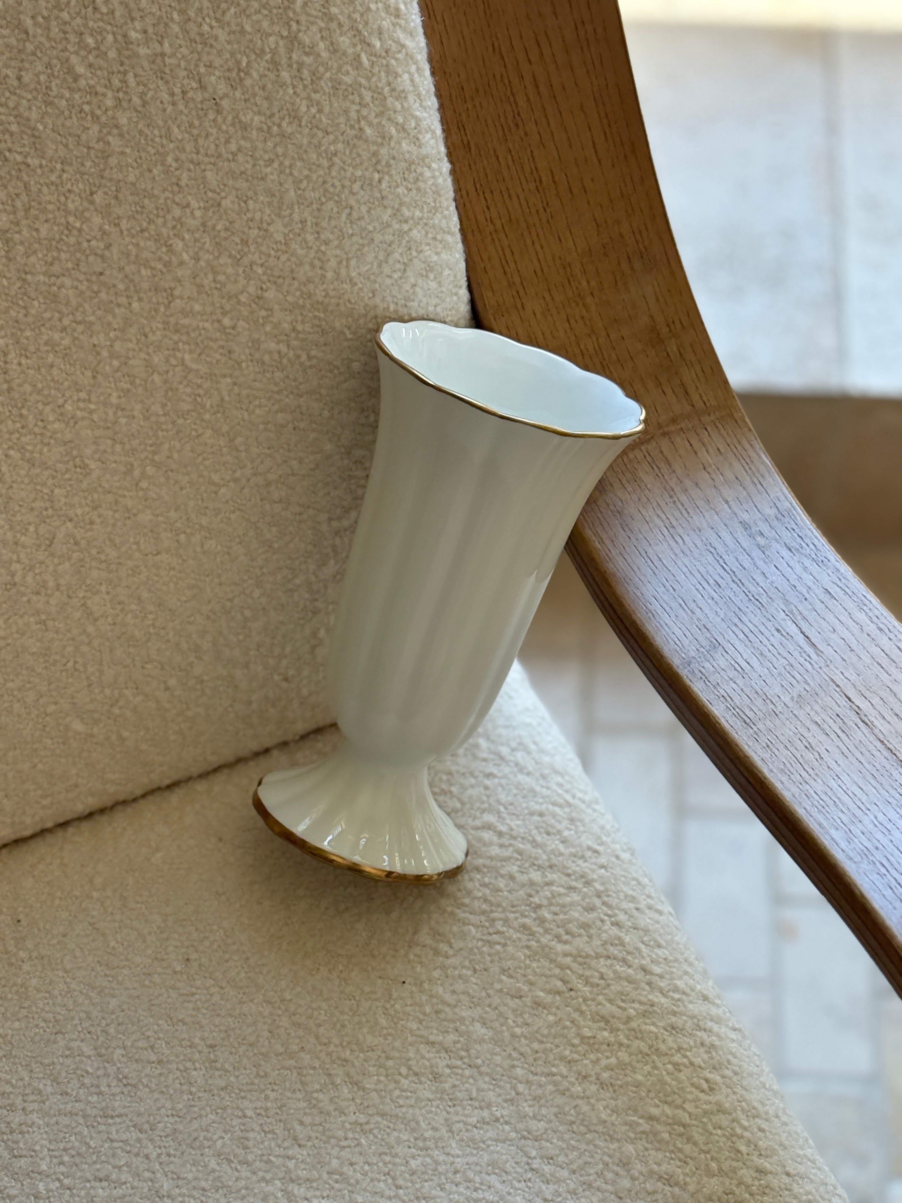 Christian Dior Art de la Table White Porcelain Vase with 24K Gold Trim | Collectors Gene