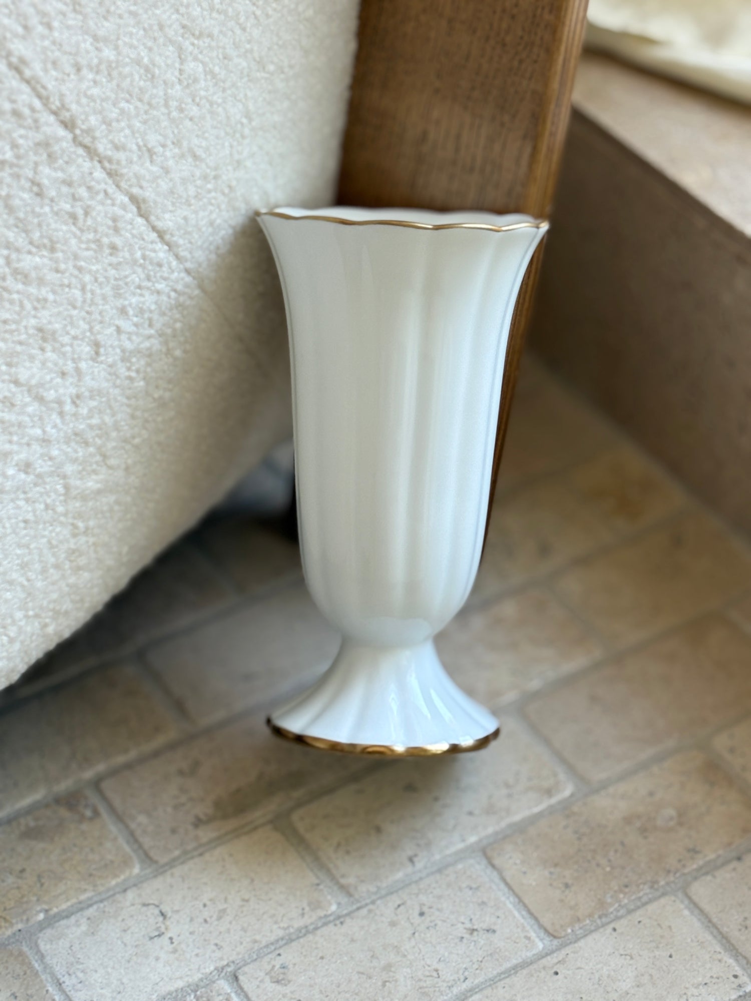 Christian Dior Art de la Table White Porcelain Vase with 24K Gold Trim | Collectors Gene