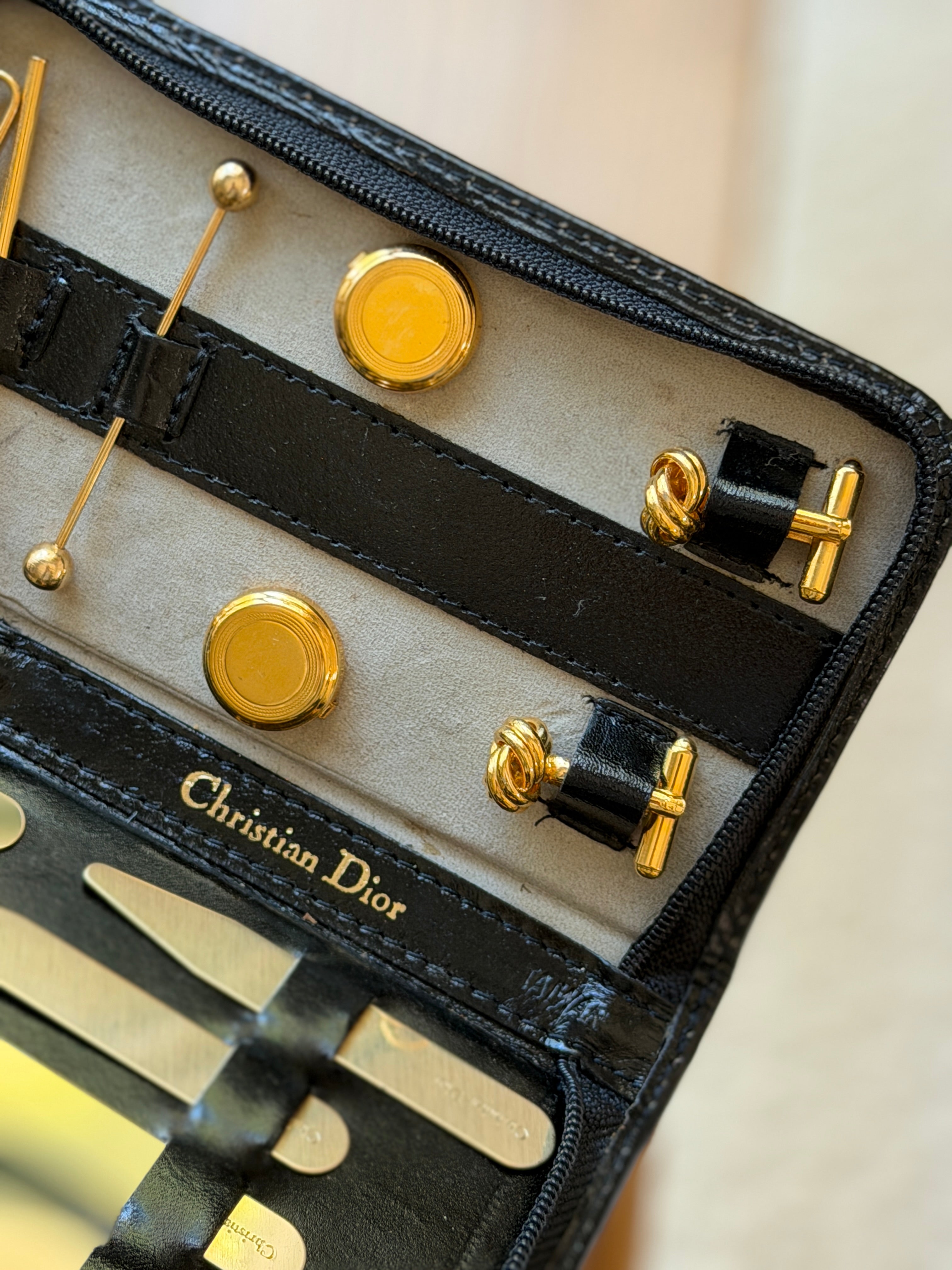 Christian Dior Cufflink, Collar Stay &amp; Tie Bar Set