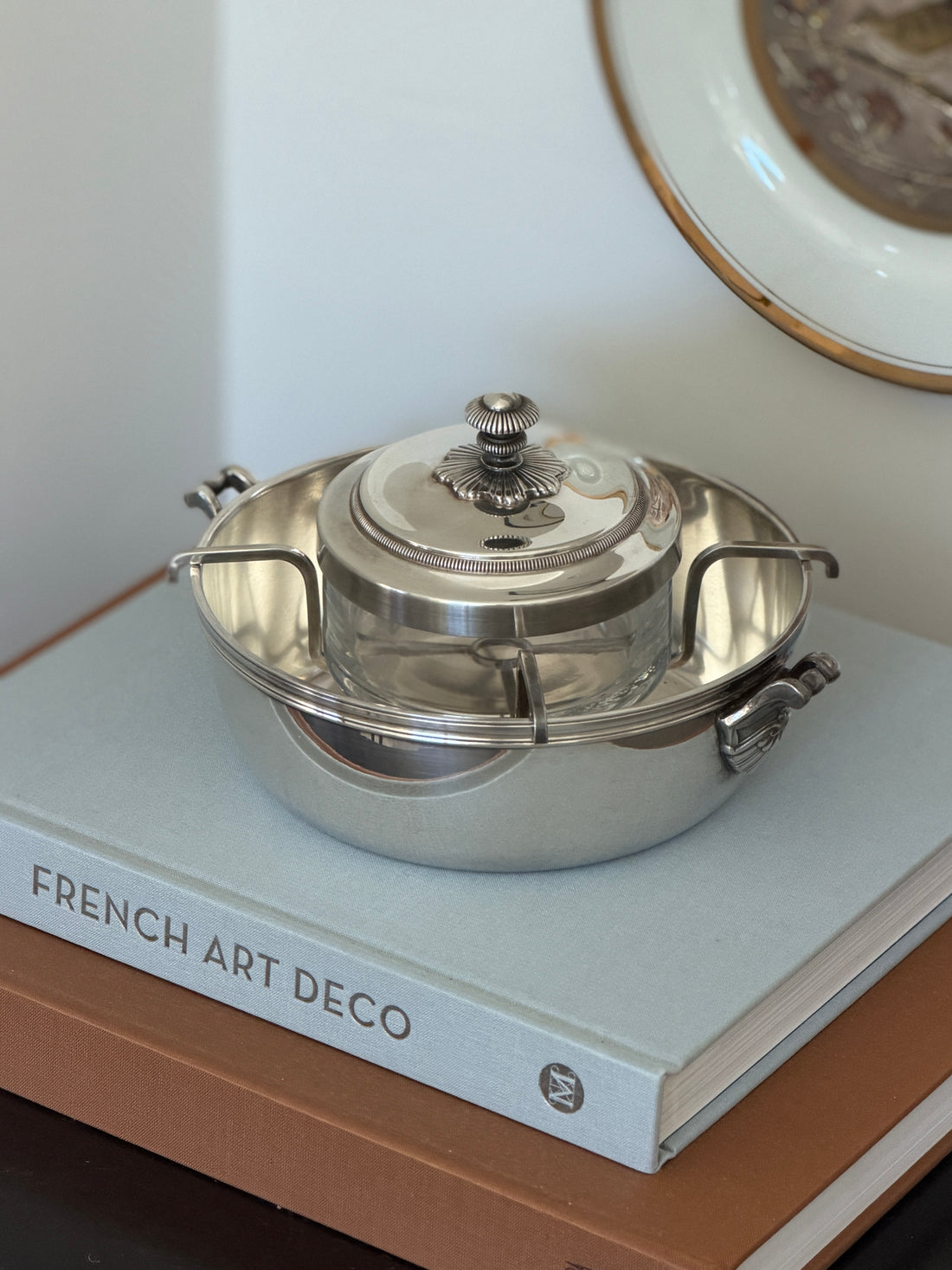 Christofle Decorative &amp; Sculptural Caviar Server with Glass Bowl