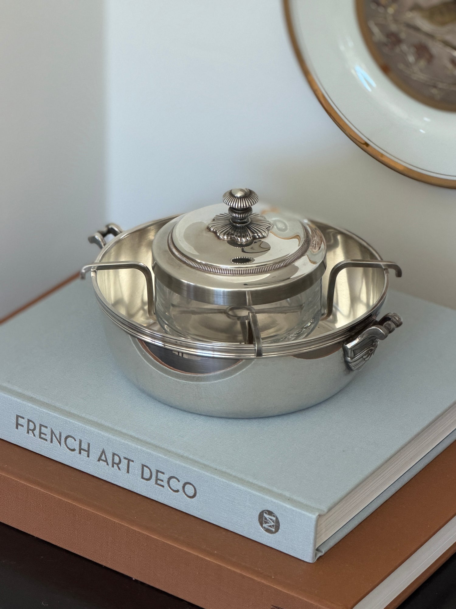 Christofle Decorative &amp; Sculptural Caviar Server with Glass Bowl