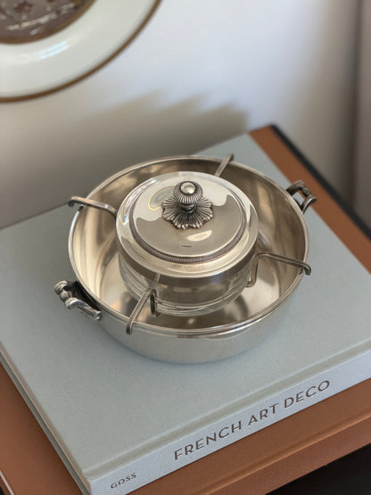 Christofle Decorative &amp; Sculptural Caviar Server with Glass Bowl