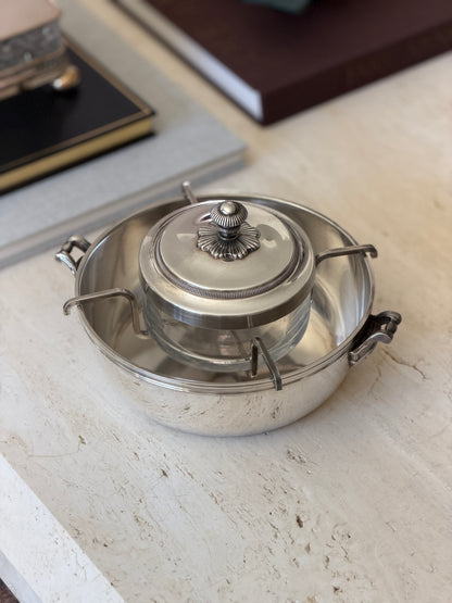 Christofle Decorative &amp; Sculptural Caviar Server with Glass Bowl