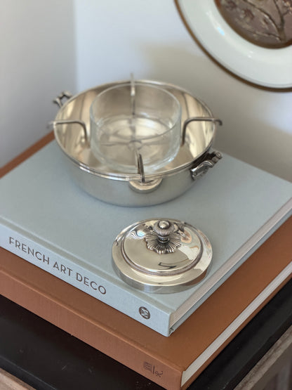 Christofle Decorative &amp; Sculptural Caviar Server with Glass Bowl
