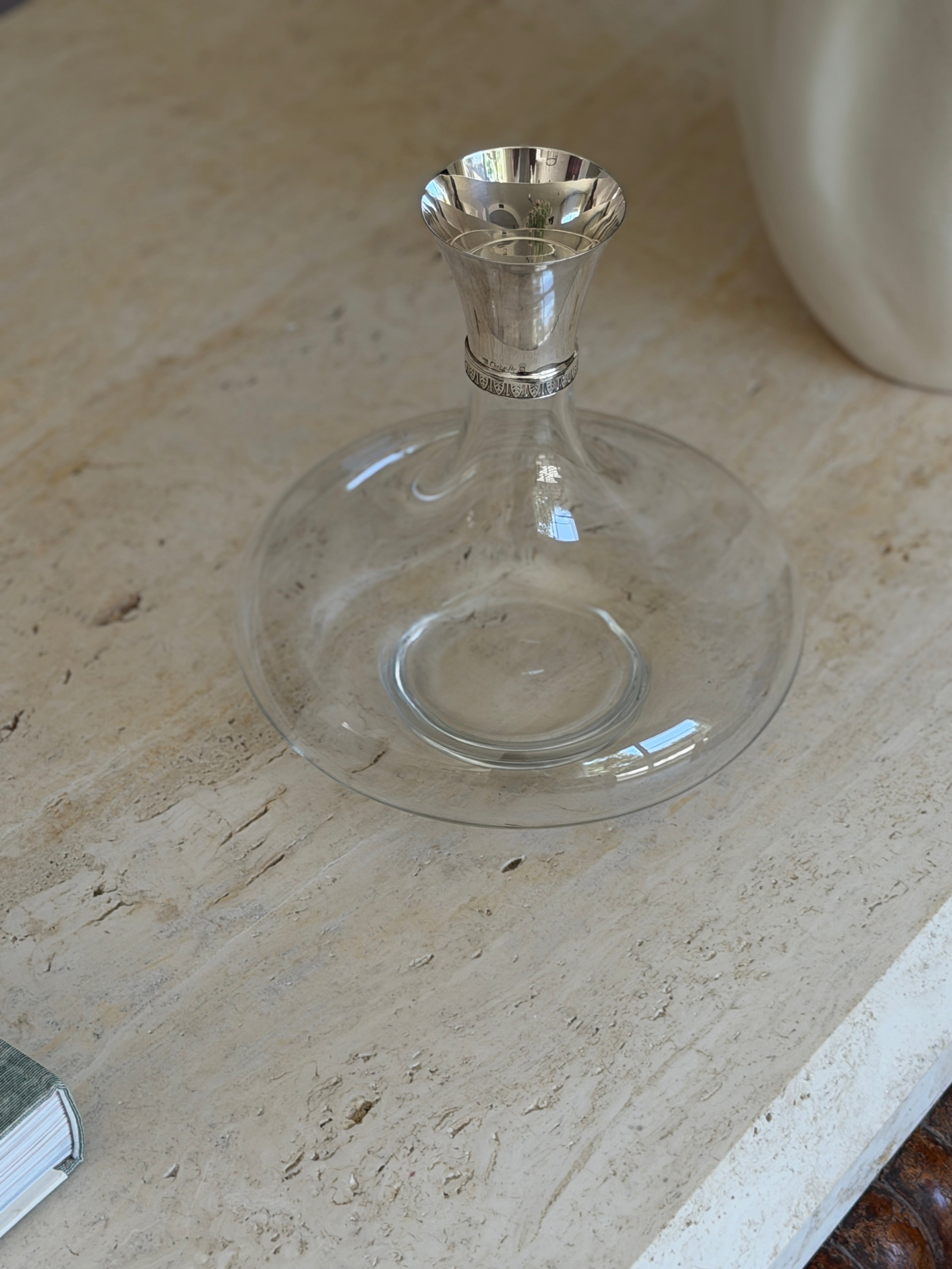 Christofle Malmaison Crystal Wine Decanter with Silver-Plated Collar | Collectors Gene
