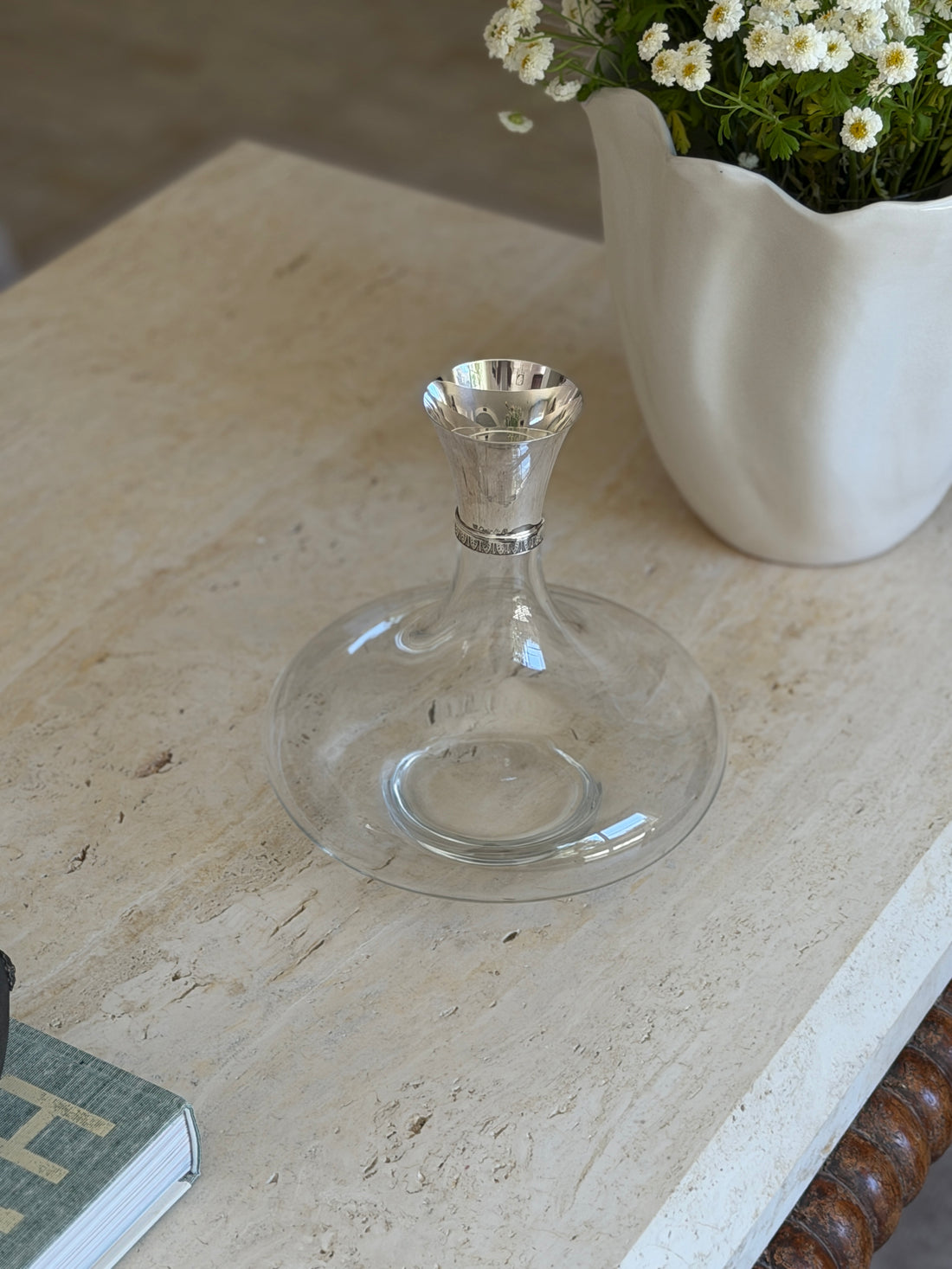 Christofle Malmaison Crystal Wine Decanter with Silver-Plated Collar | Collectors Gene