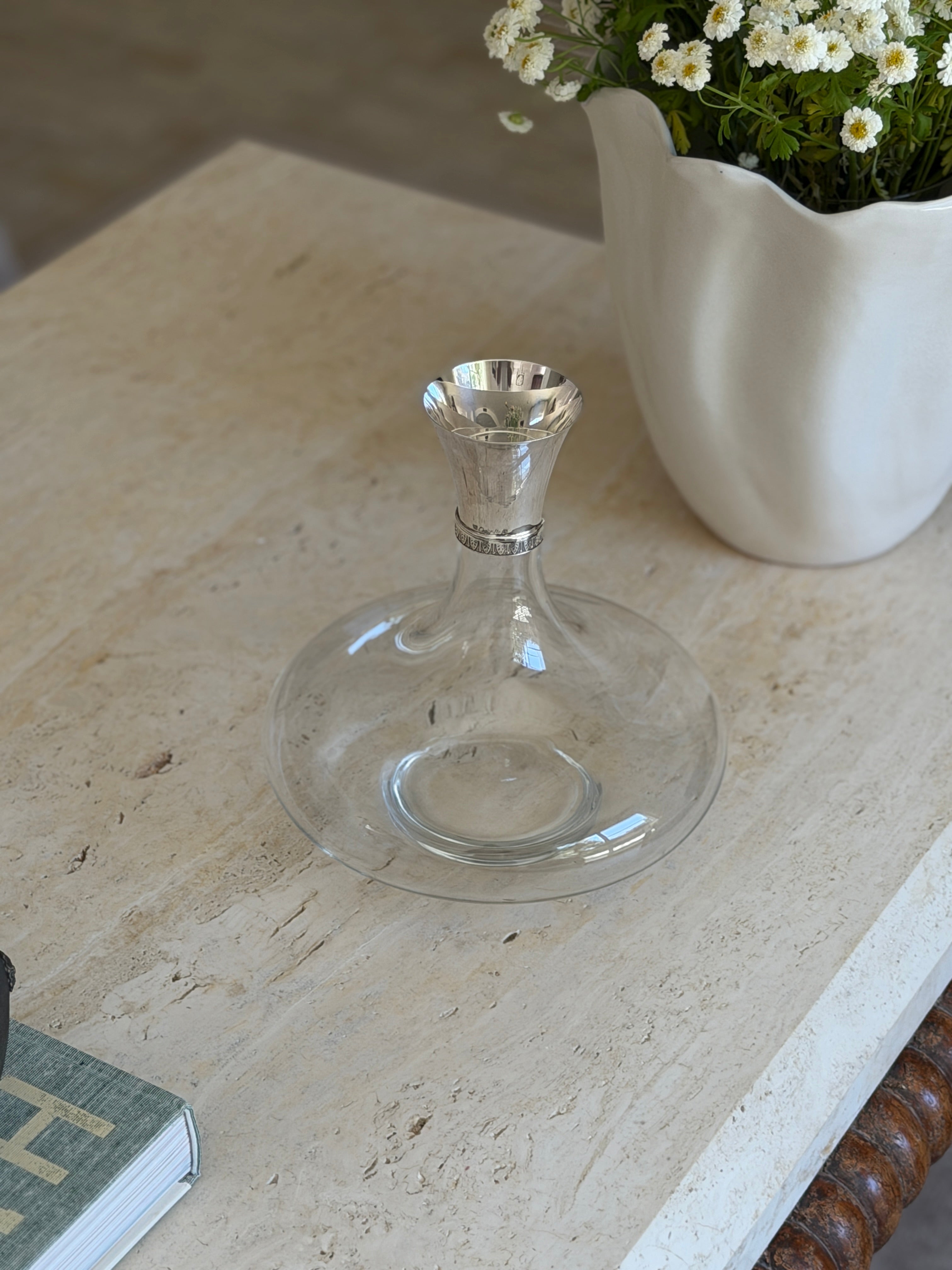 Christofle Malmaison Crystal Wine Decanter with Silver-Plated Collar | Collectors Gene