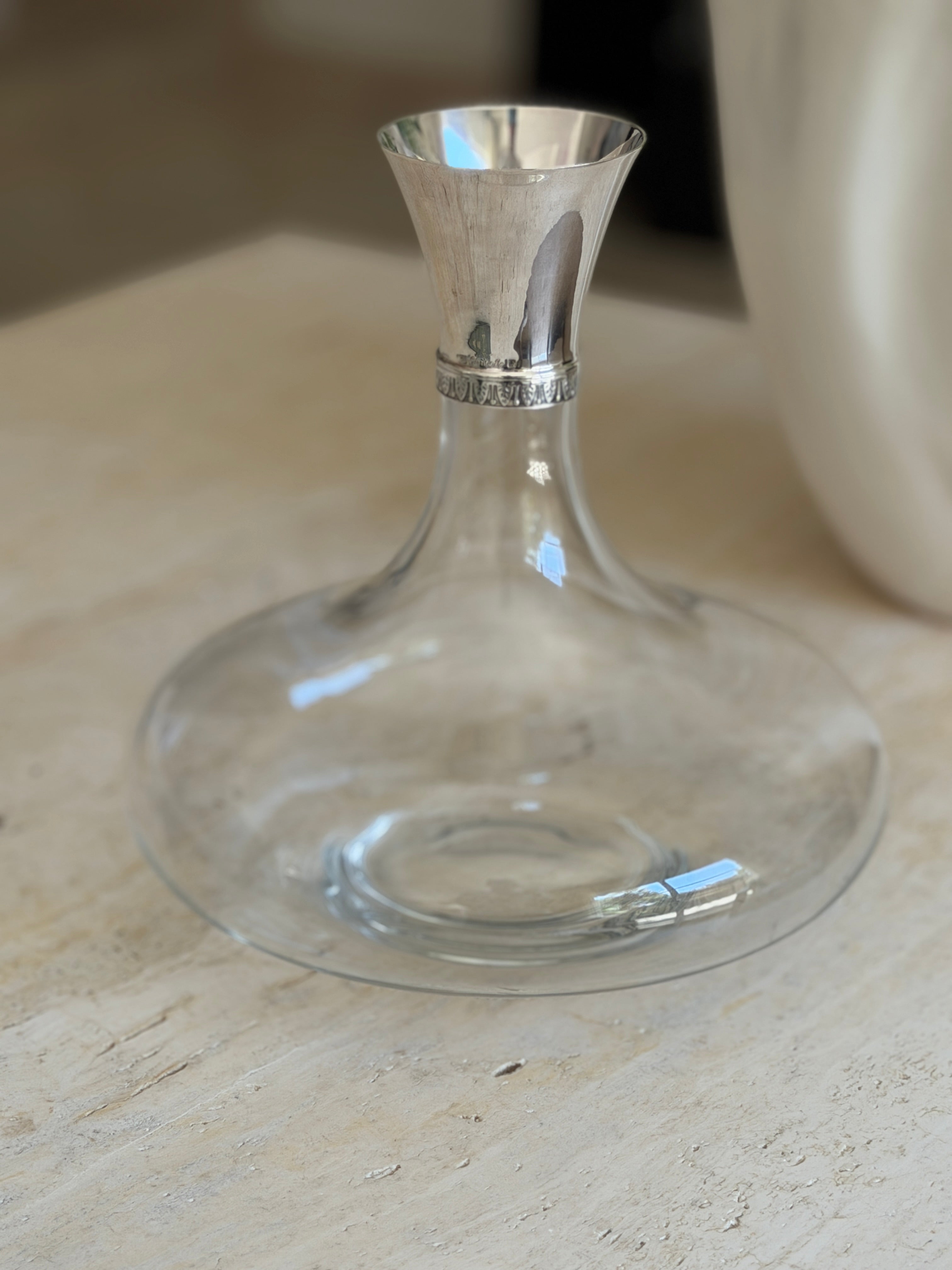 Christofle Malmaison Crystal Wine Decanter with Silver-Plated Collar | Collectors Gene