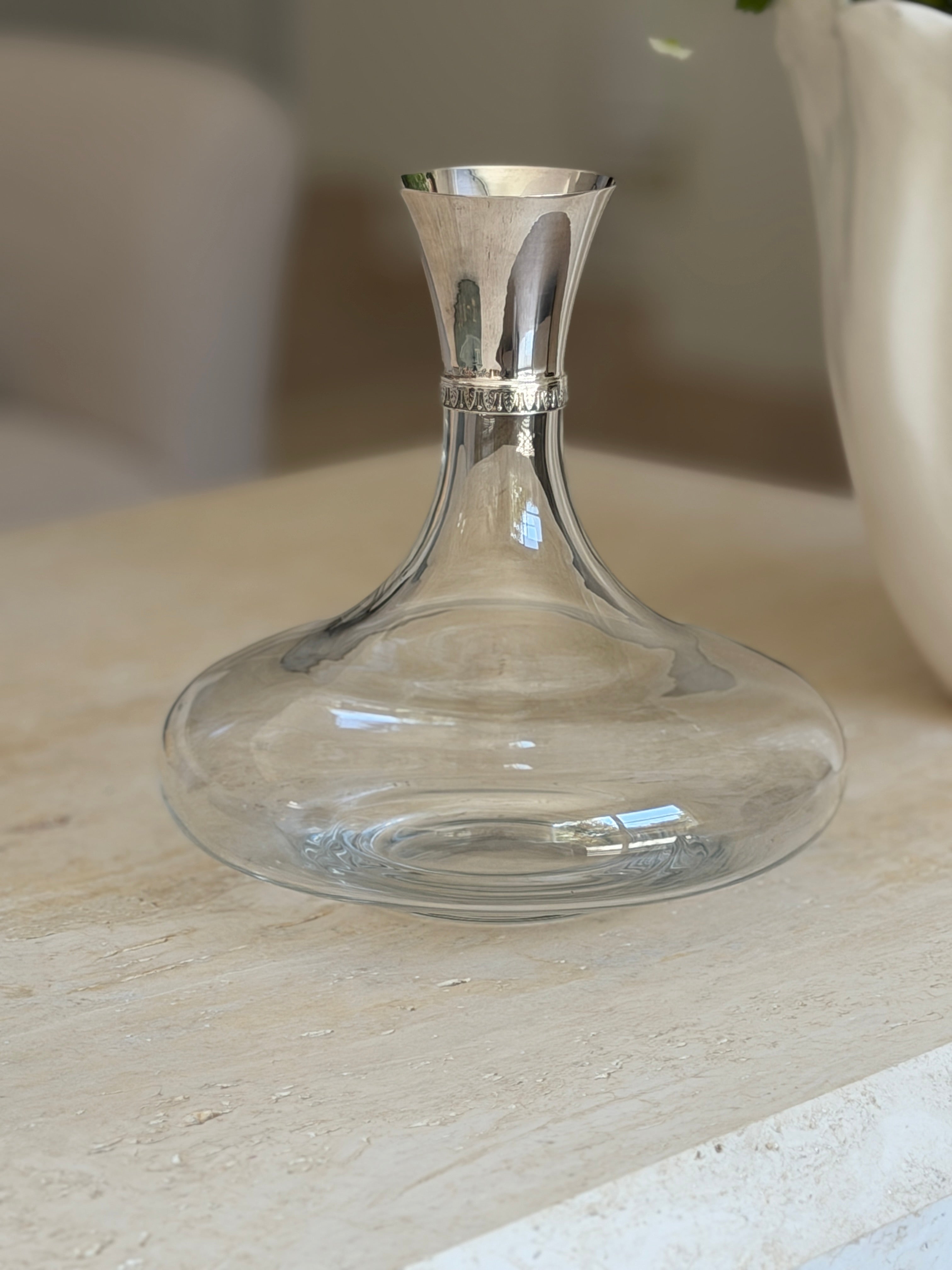 Christofle Malmaison Crystal Wine Decanter with Silver-Plated Collar | Collectors Gene