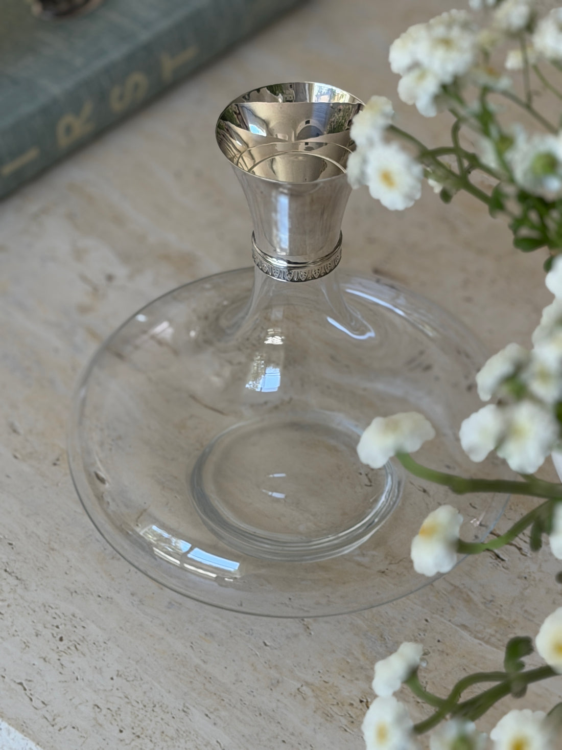Christofle Malmaison Crystal Wine Decanter with Silver-Plated Collar | Collectors Gene