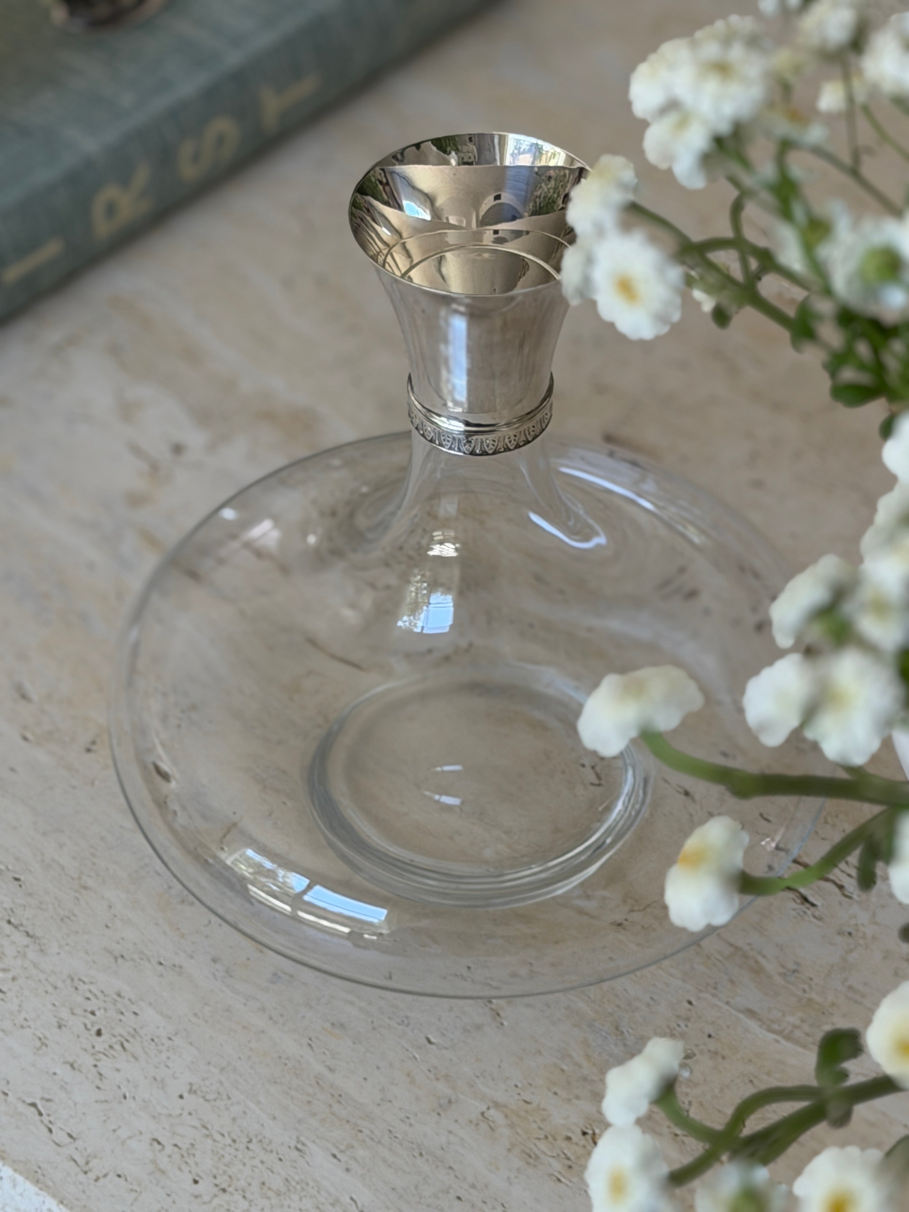 Christofle Malmaison Crystal Wine Decanter with Silver-Plated Collar | Collectors Gene