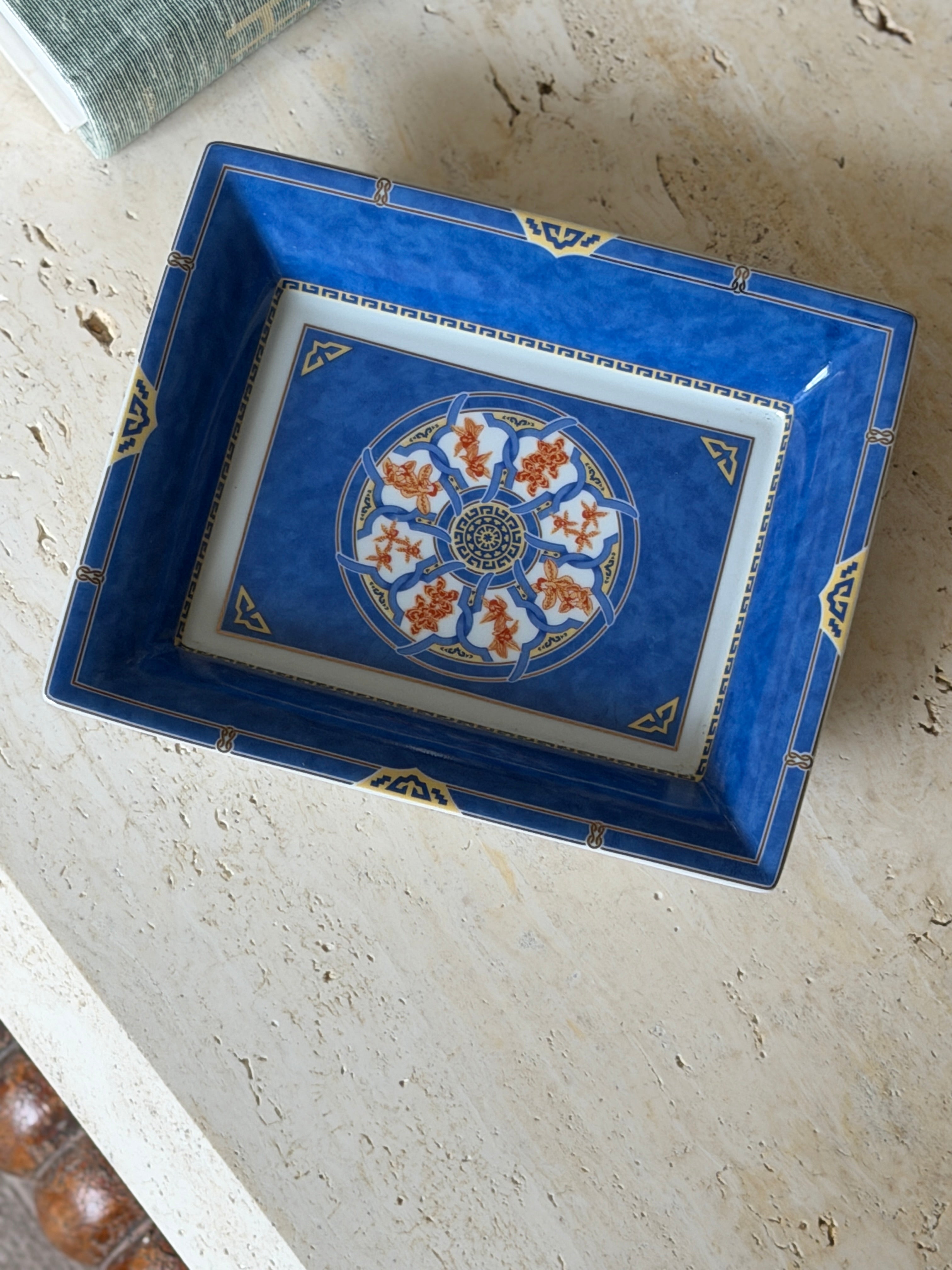 Christofle Oceana Blue Gingko Porcelaine Vide Poche Tray | Collectors Gene