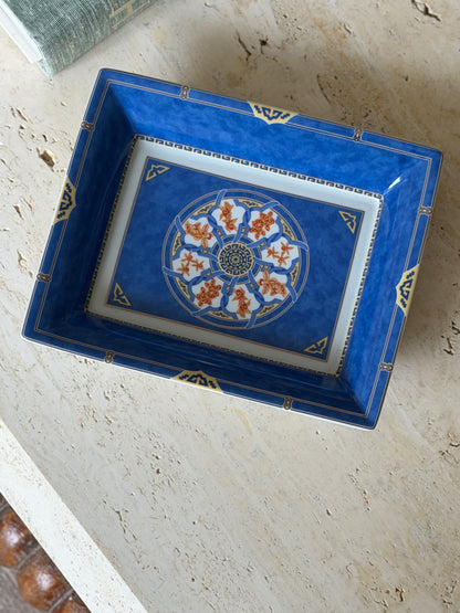Christofle Oceana Blue Gingko Porcelaine Vide Poche Tray | Collectors Gene