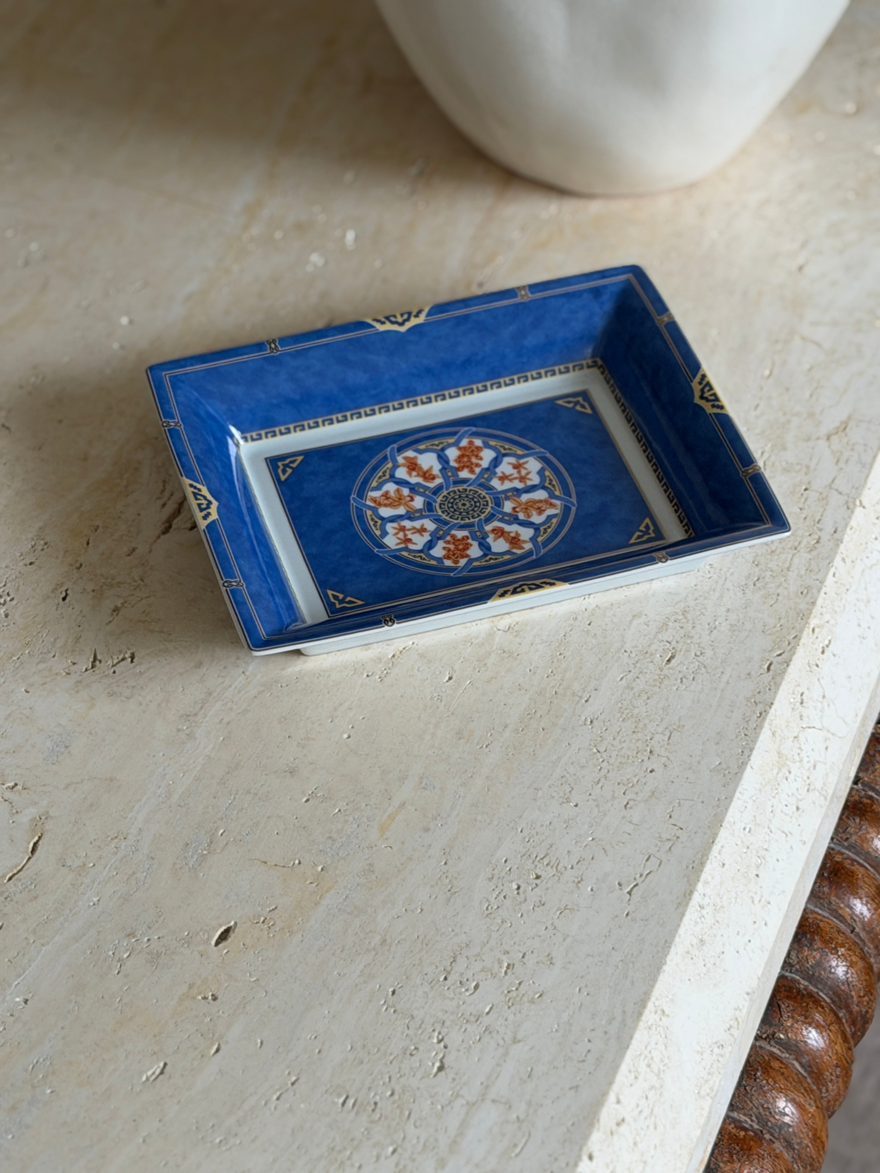 Christofle Oceana Blue Gingko Porcelaine Vide Poche Tray | Collectors Gene