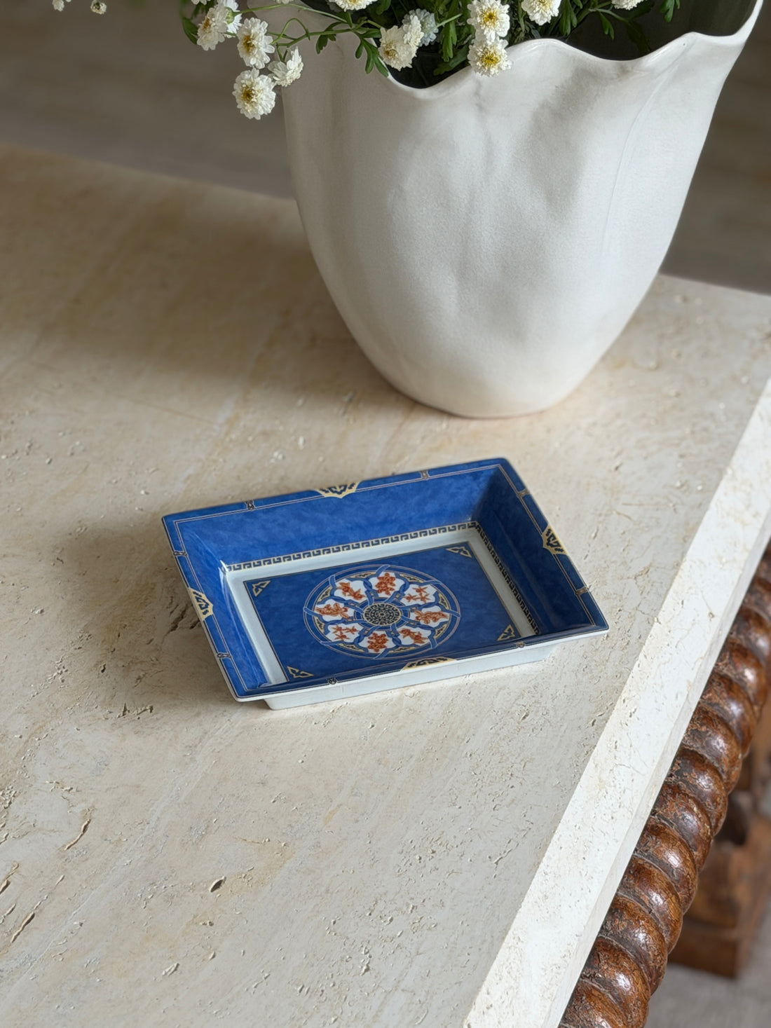 Christofle Oceana Blue Gingko Porcelaine Vide Poche Tray | Collectors Gene