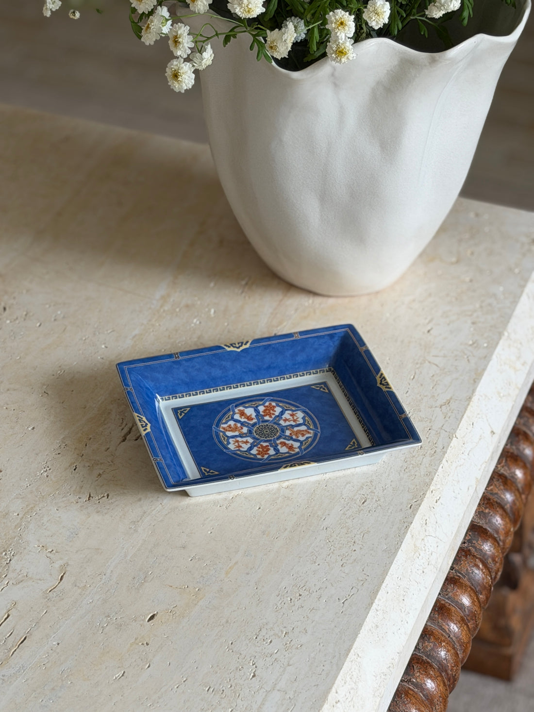 Christofle Oceana Blue Gingko Porcelaine Vide Poche Tray | Collectors Gene