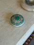 Vintage Christofle Paris Oceana Vert Ginkgo porcelain trinket box with gold accents from Collectors Gene