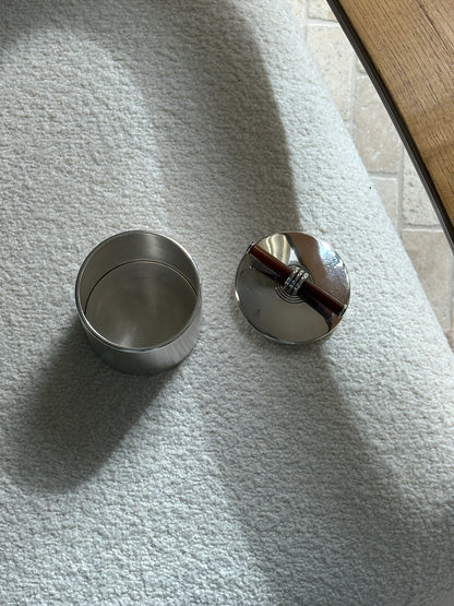 Christofle Talisman Cylindrical Box with Chinese Lacquer Handle | Collectors Gene