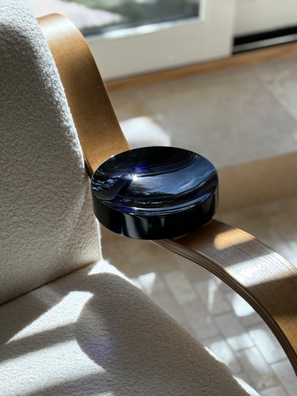 Cobalt Blue Heavy Glass Round Concave Vide Poche | Collectors Gene
