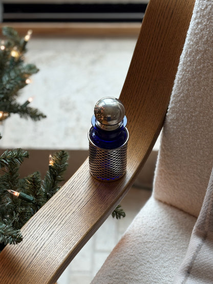 Cobalt Vanity Bottle with Sterling Silver Reticulated Mesh Sleeve - Collectors Gene