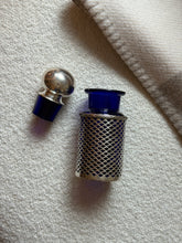 Cobalt Vanity Bottle with Sterling Silver Reticulated Mesh Sleeve - Collectors Gene