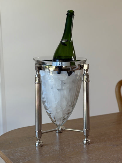 Crystal Silver Fluted Champagne Ice Bucket Wine Chiller | Collectors Gene