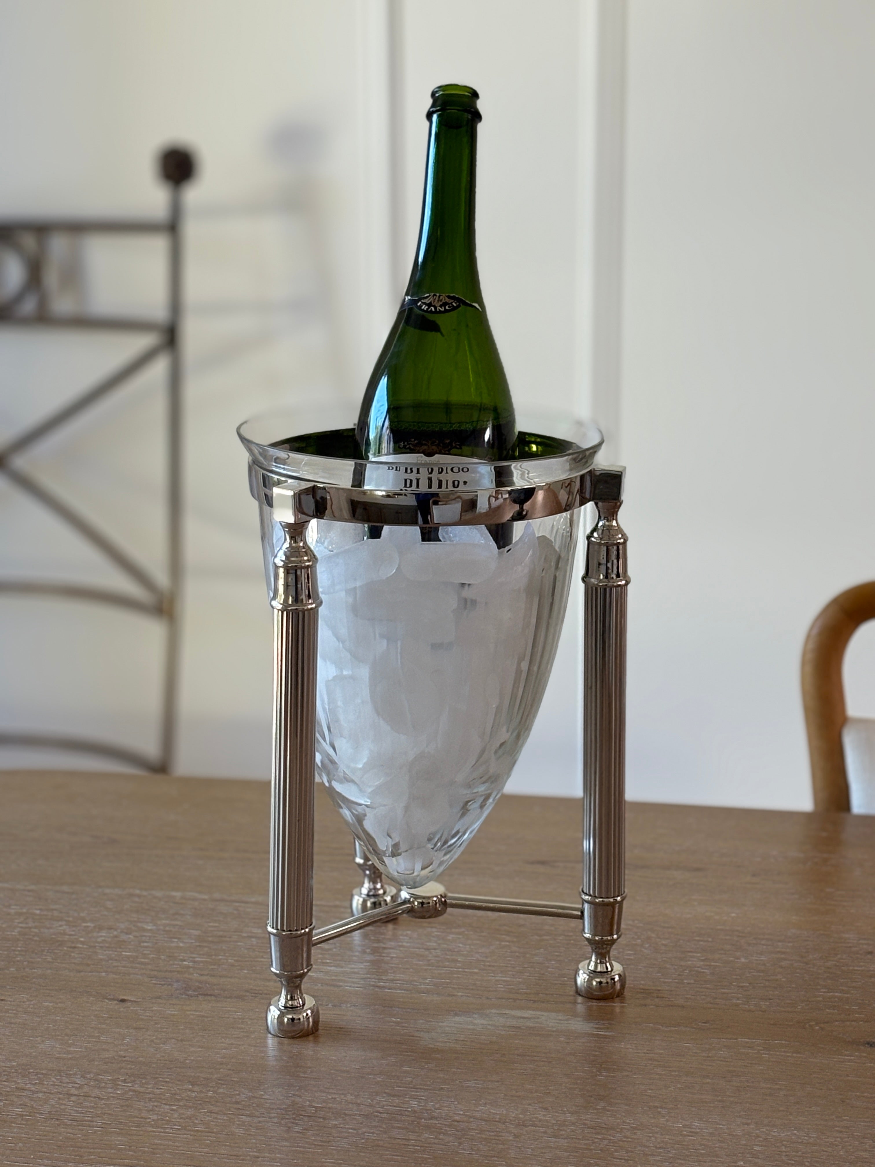 Crystal Silver Fluted Champagne Ice Bucket Wine Chiller | Collectors Gene