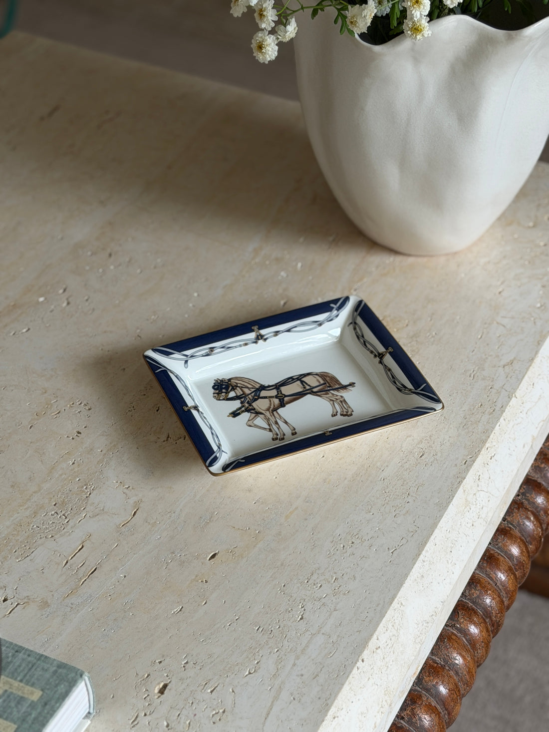Daniel Hechter Double Horse Blue Vide Poche Tray in Bone China | Collectors Gene