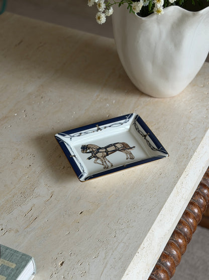 Daniel Hechter Double Horse Blue Vide Poche Tray in Bone China | Collectors Gene