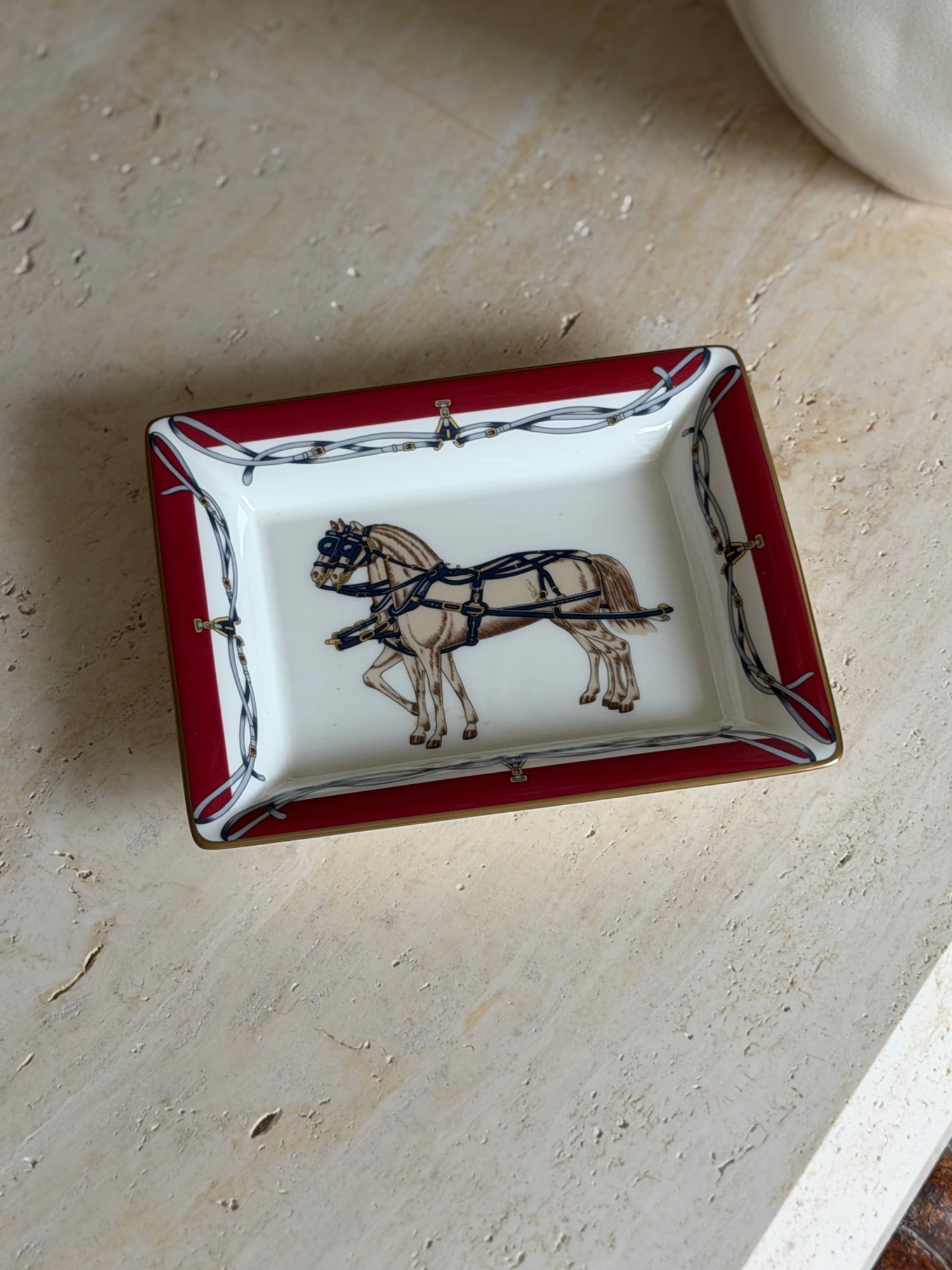 Daniel Hechter Double Horse Red Vide Poche Tray in Bone China | Collectors Gene