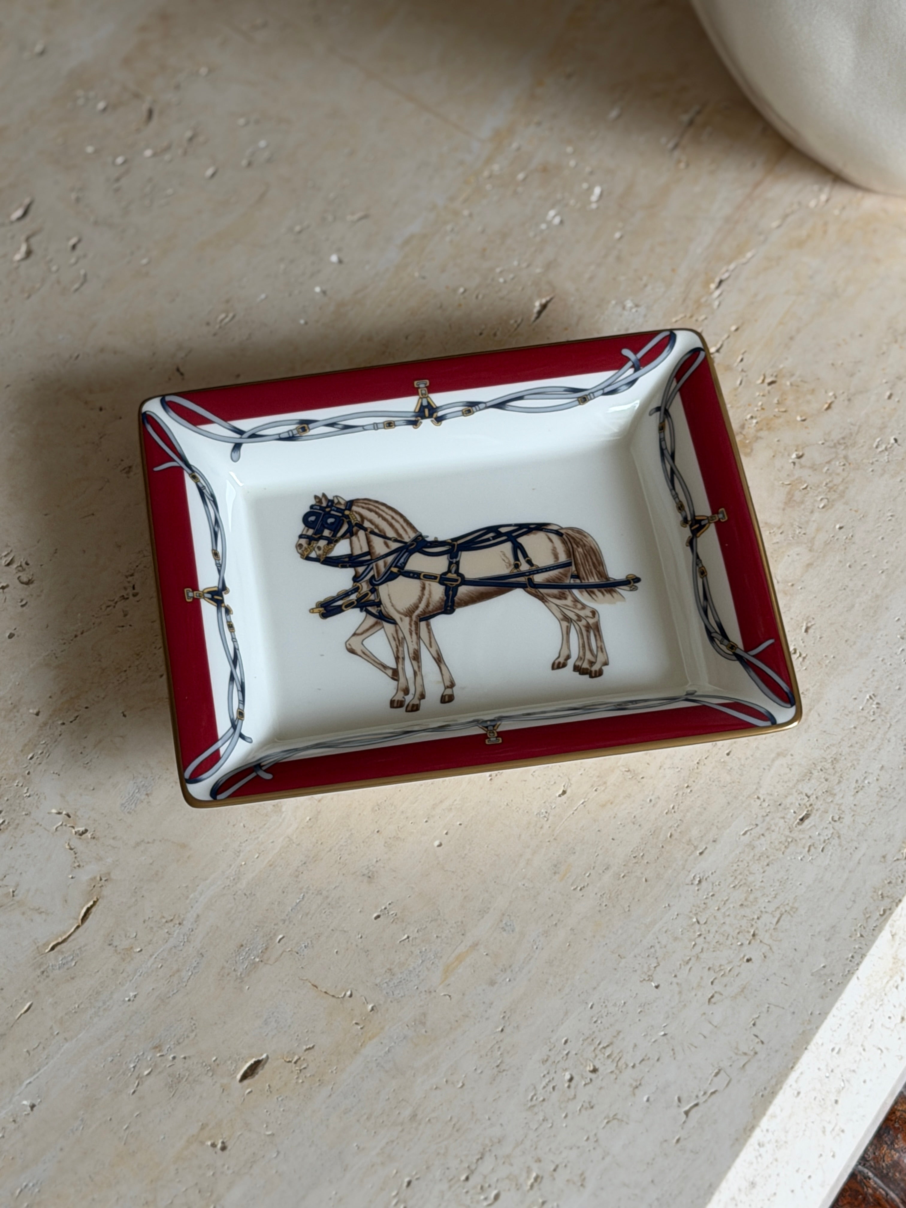 Daniel Hechter Double Horse Red Vide Poche Tray in Bone China | Collectors Gene