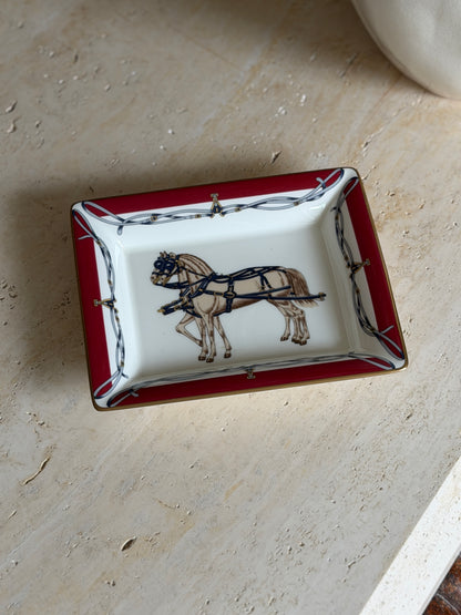 Daniel Hechter Double Horse Red Vide Poche Tray in Bone China | Collectors Gene