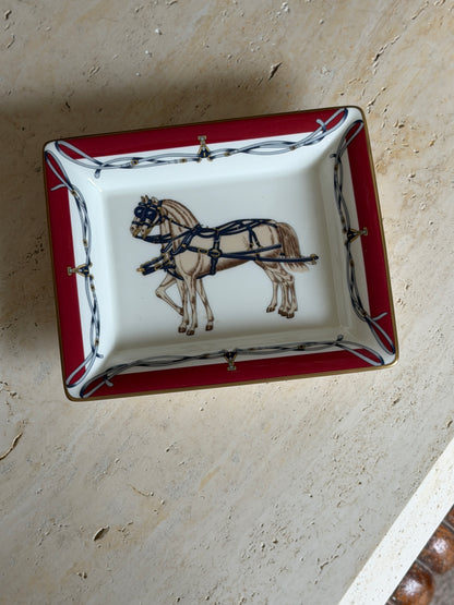 Daniel Hechter Double Horse Red Vide Poche Tray in Bone China | Collectors Gene