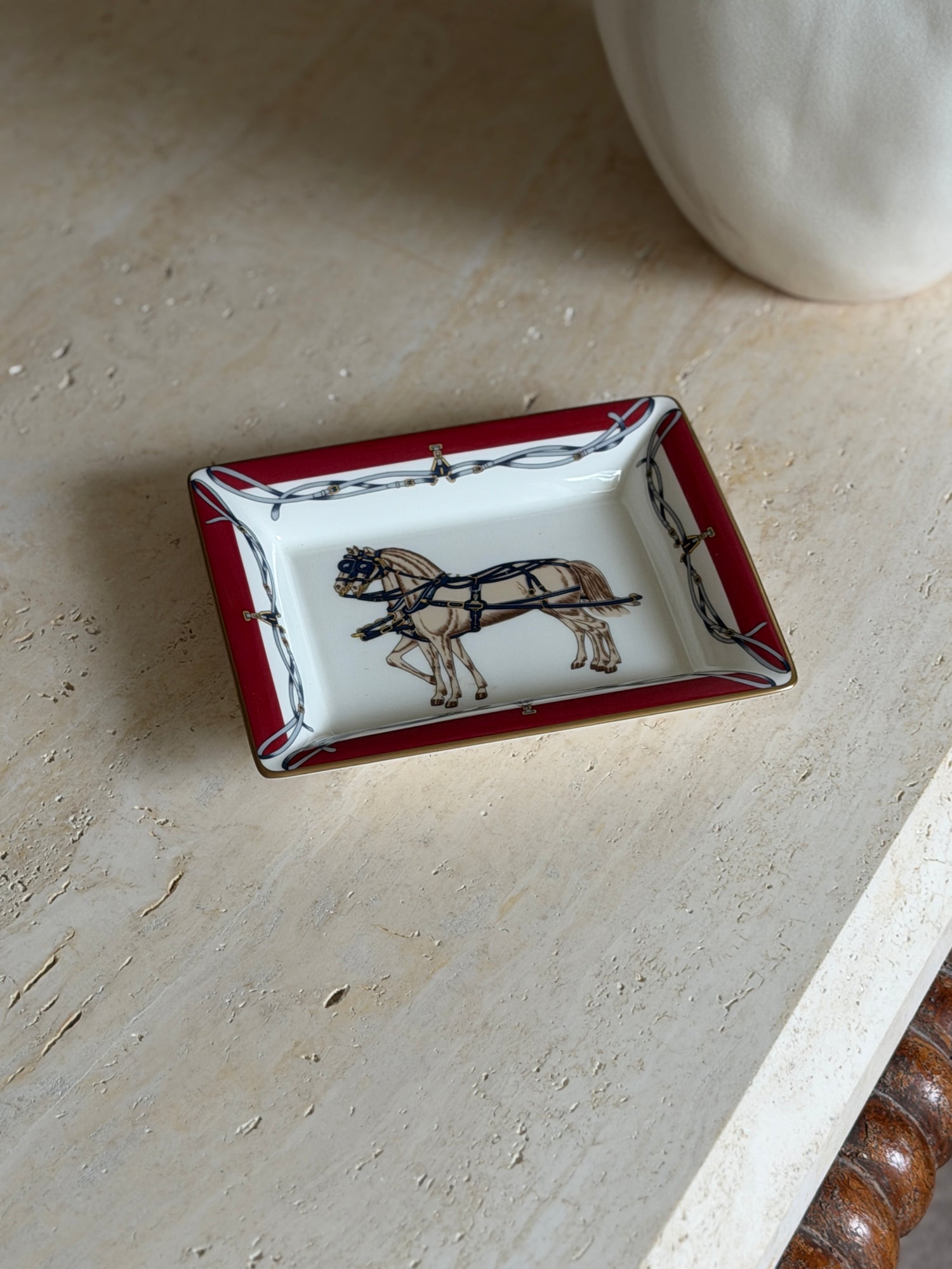 Daniel Hechter Double Horse Red Vide Poche Tray in Bone China | Collectors Gene
