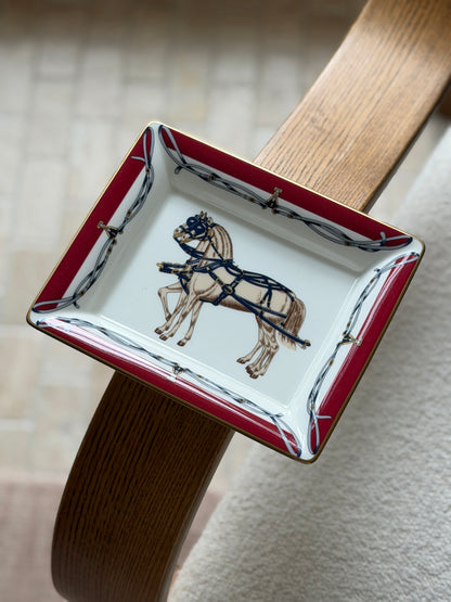 Daniel Hechter Double Horse Red Vide Poche Tray in Bone China | Collectors Gene
