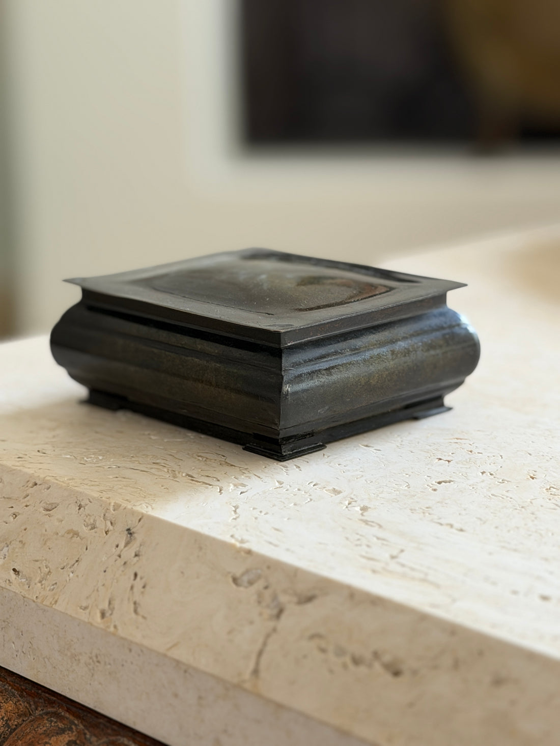 Danish Patinated Bronze Box with Wood Interior | Collectors Gene