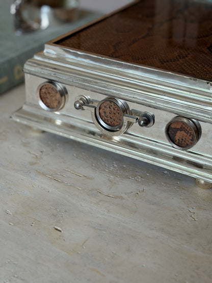 Dunhill Snakeskin &amp; Silver Plated Playing Card Box