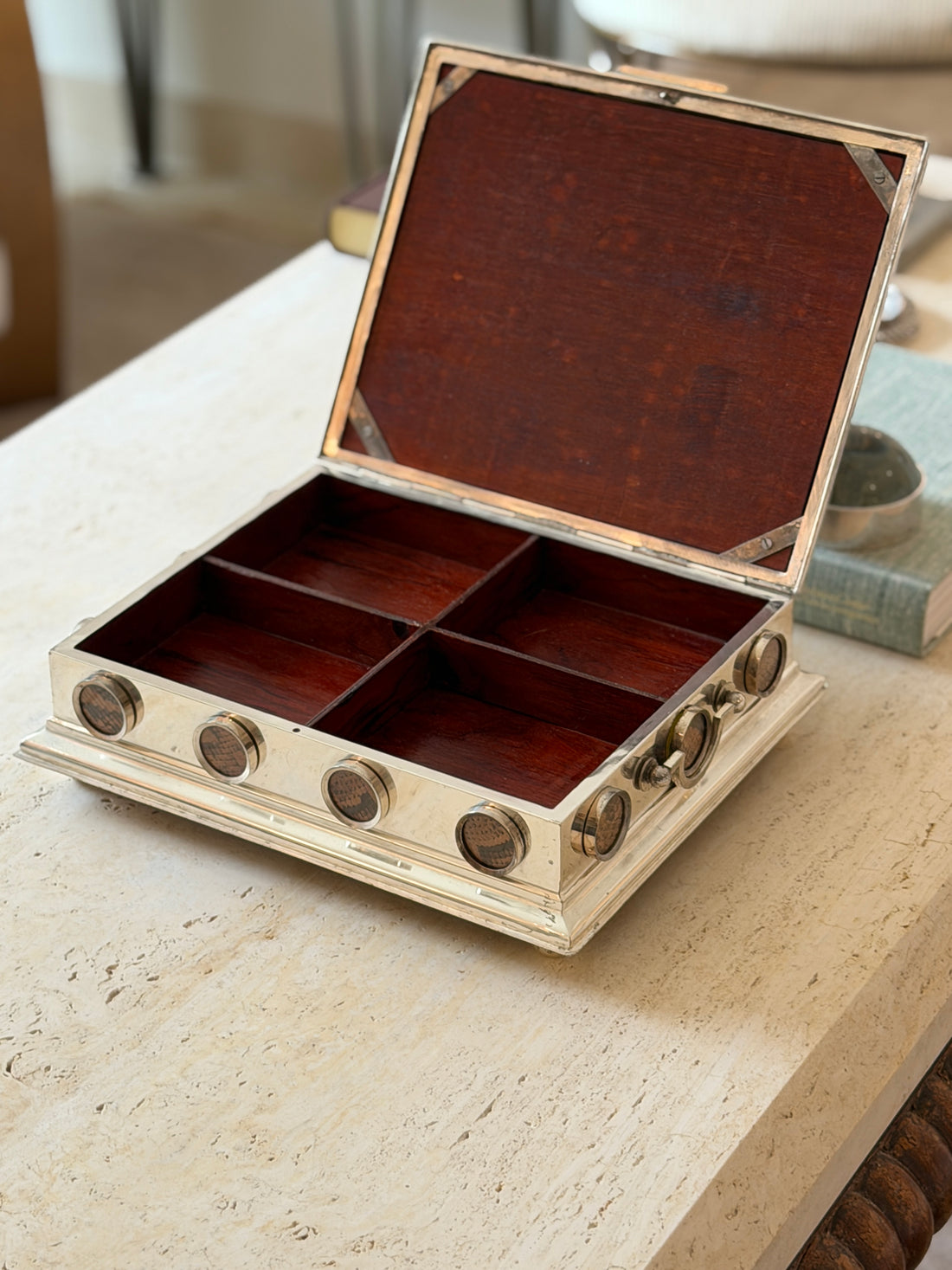 Dunhill Snakeskin &amp; Silver Plated Playing Card Box