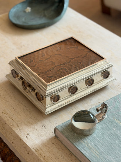 Dunhill Snakeskin &amp; Silver Plated Playing Card Box