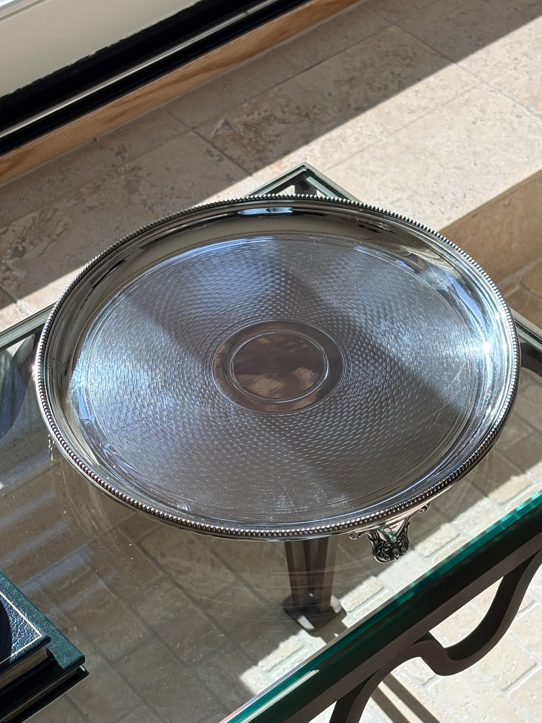 Engine Turned Footed Salver Tray 12" - England c. 1870 | Collectors Gene