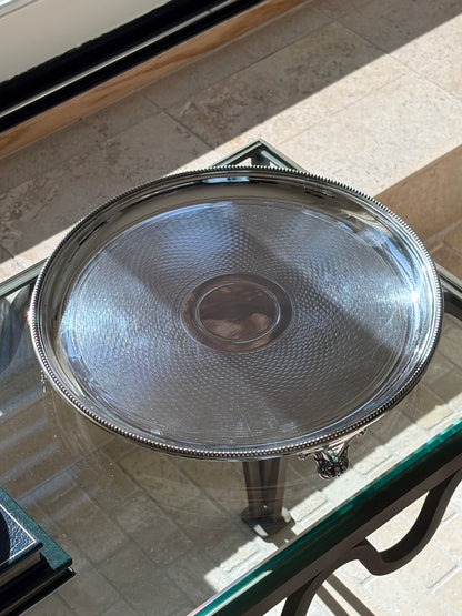 Engine Turned Footed Salver Tray 12&quot; - England c. 1870 | Collectors Gene
