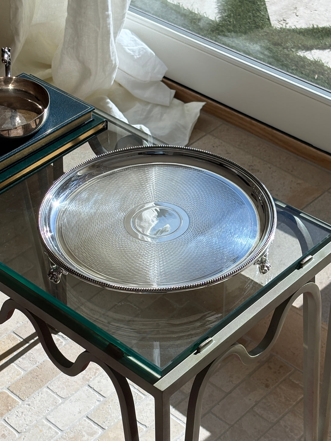 Engine Turned Footed Salver Tray 12&quot; - England c. 1870 | Collectors Gene