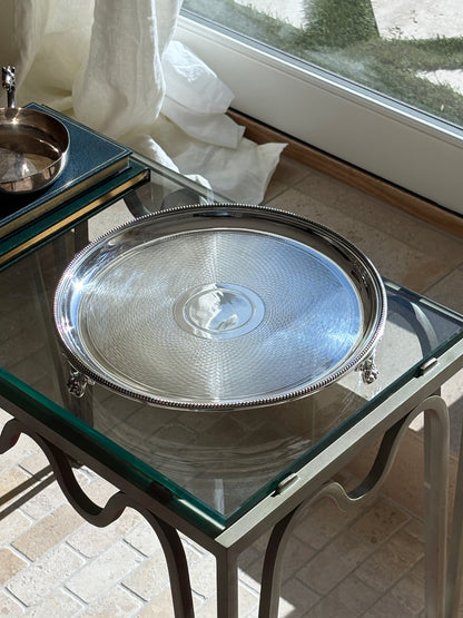 Engine Turned Footed Salver Tray 12&quot; - England c. 1870 | Collectors Gene