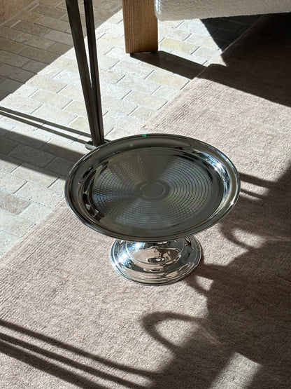 Engine Turned Pedestal Cake Stand 12&quot; - England c. 1960 | Collectors Gene