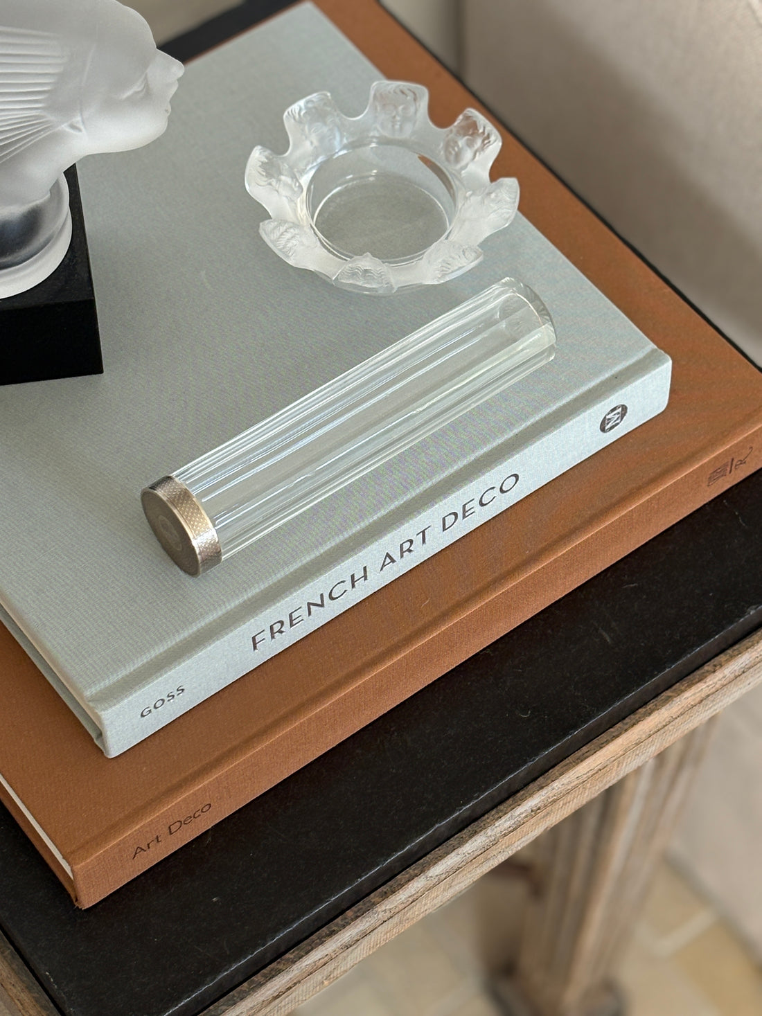 Engine Turned Silver &amp; Faceted Glass Dresser Vanity Bottle | Collectors Gene