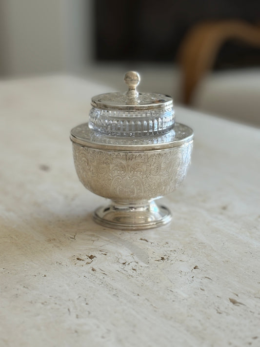 English Barker Ellis Caviar Dish with Crystal Bowl | Collectors Gene Vintage Finds